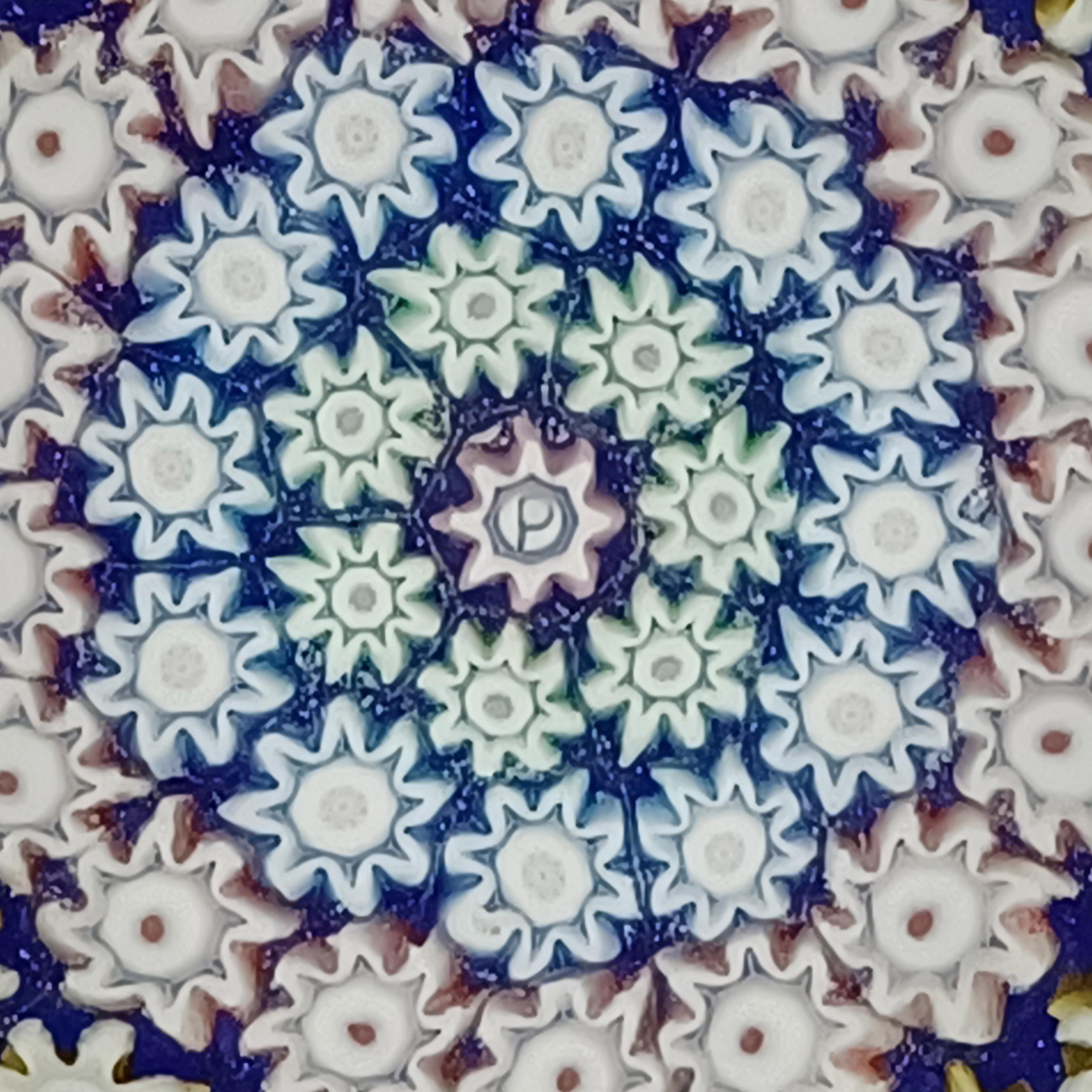 Mid-Century Modern Presse-papiers Millefiori Star en verre bleu du Perthshire LABELLED