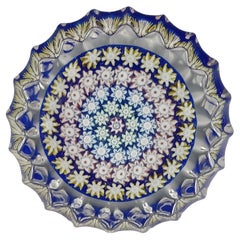 Presse-papiers Millefiori Star en verre bleu du Perthshire LABELLED