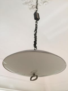 Labelled Stilnovo Italian Aluminum and Perspex Hanging Lamp, 1960s