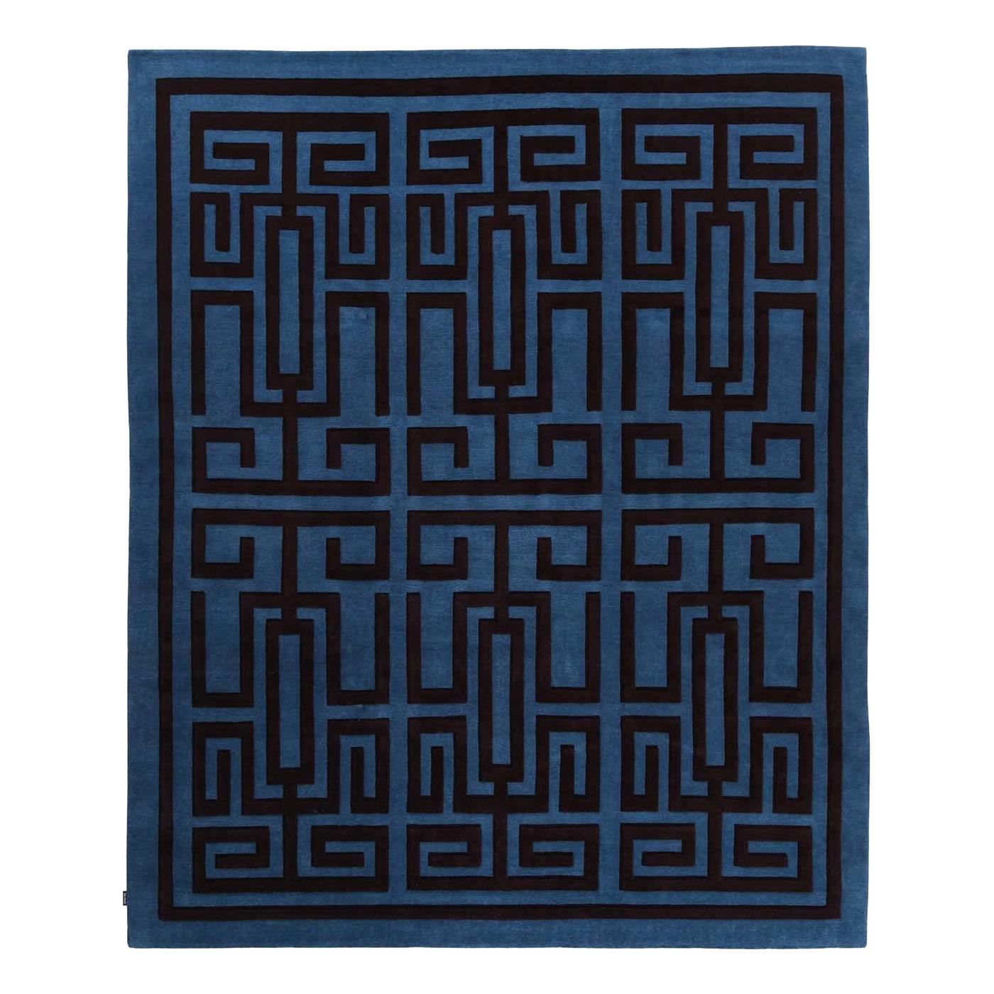 Blauer und schwarzer Labirinto-Teppich von Gio Ponti