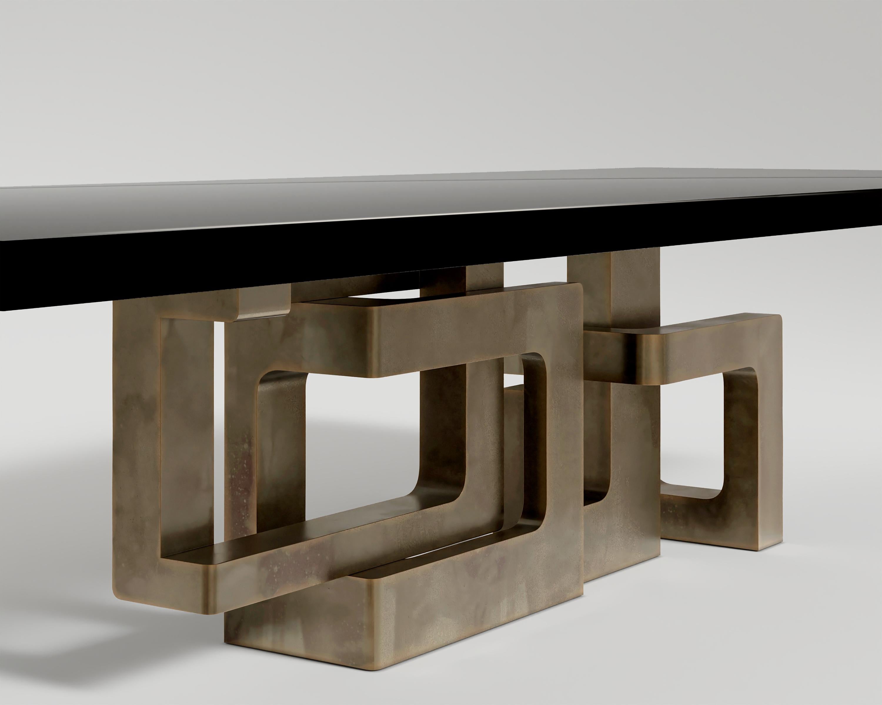Contemporary Labirinto Dining Table in Patina Bronze by Palena Furniture For Sale