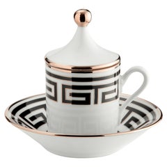 Labirinto Nero Juego de 2 tazas de café espresso con tapa y platillo
