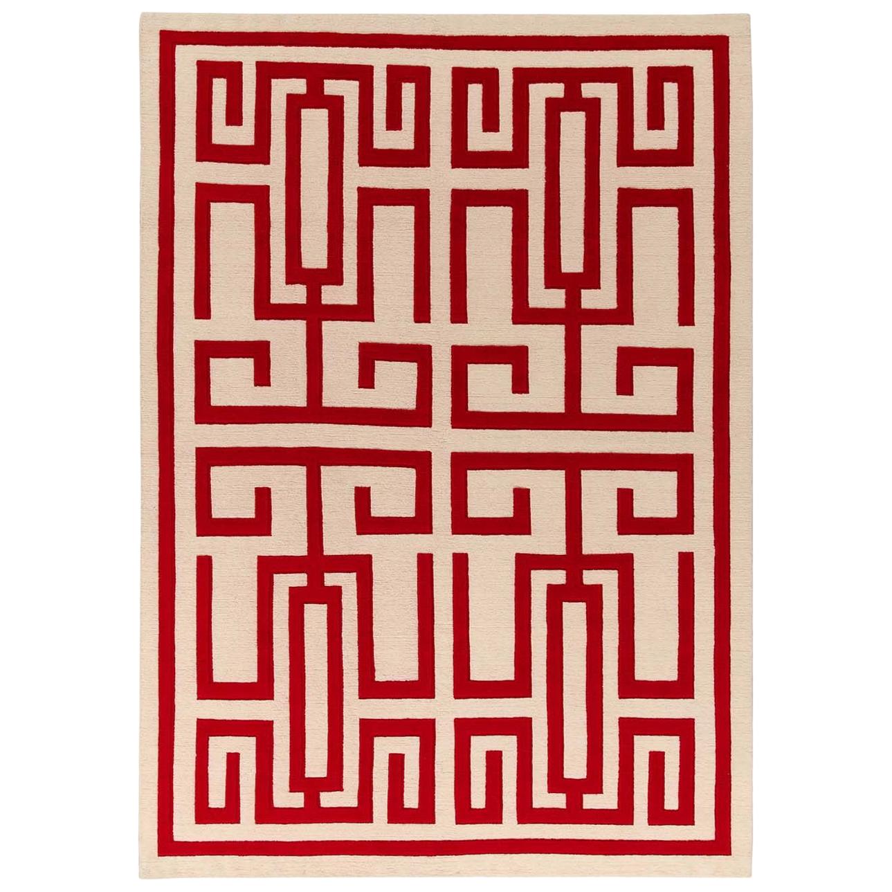 Roter Labirinto-Teppich von Gio Ponti
