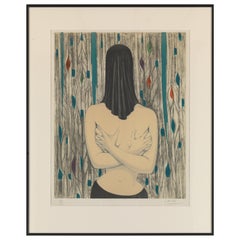 Labisse Félix, Donna surreale, litografia, incorniciato e firmato