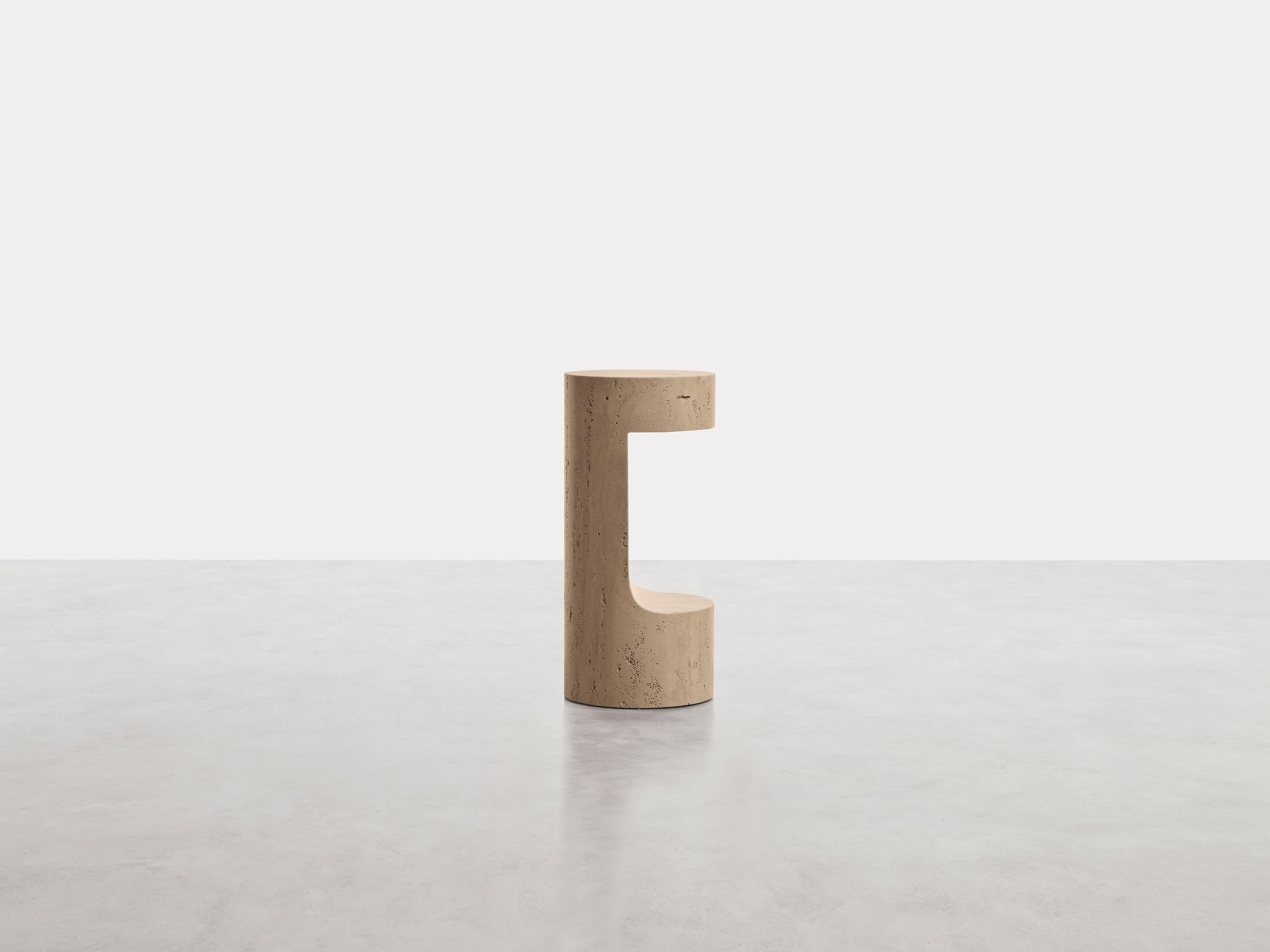Modern Labium, Roman Travertine shaped side Table, DainelliStudio for Somaschini, Italy For Sale