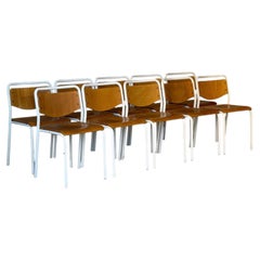 Set di 10 sedie impilabili in compensato Labofa, stile vintage Mid-Century Modern degli anni '70