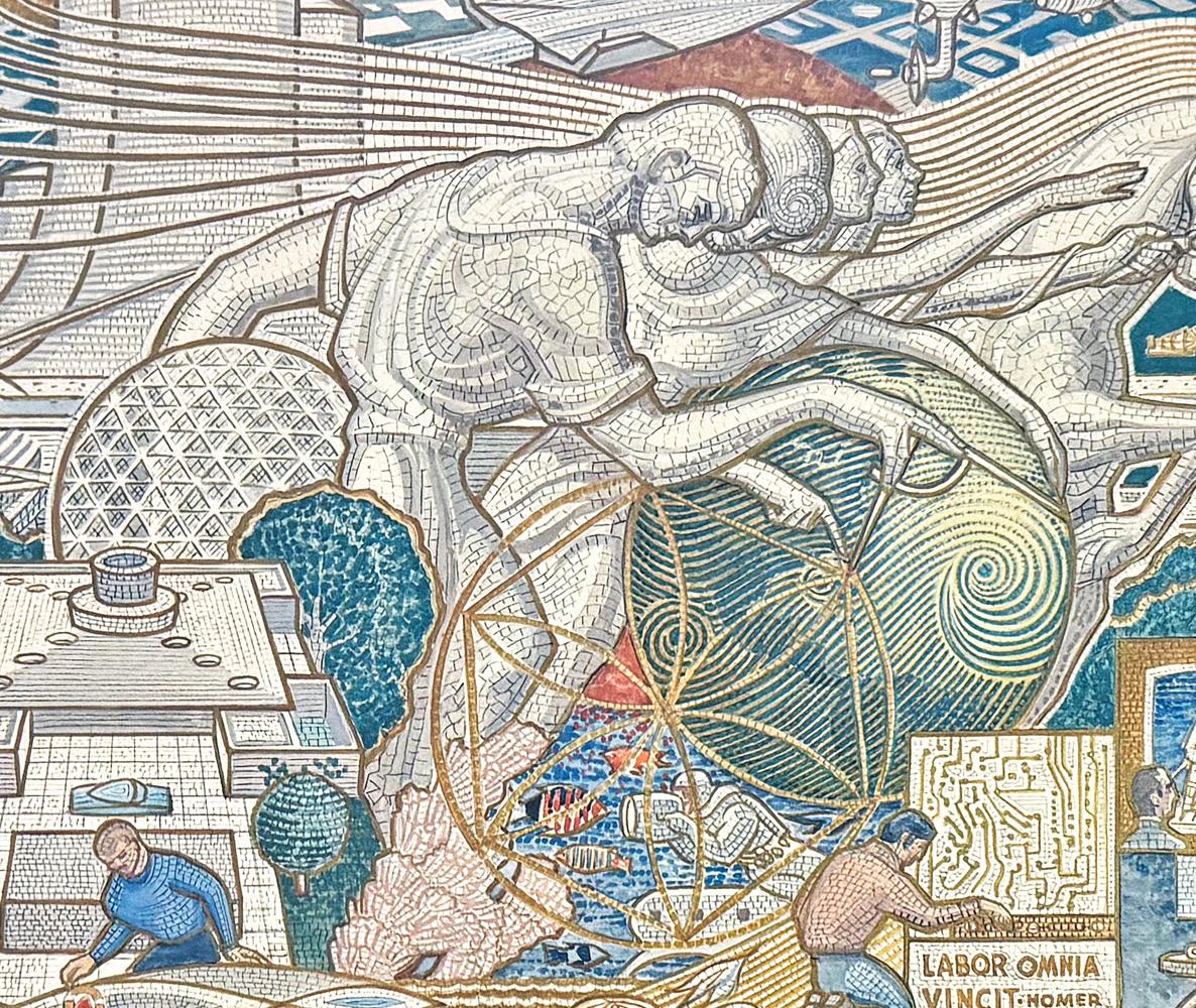"Labor is Life", Impressive Pair of Prints Depicting Massive AFL-CIO Mosaics For Sale