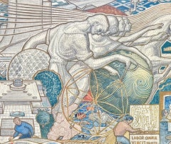 "Arbeit ist Leben", ein beeindruckendes Paar Drucke, das riesige AFL-CIO-Mosaike darstellt