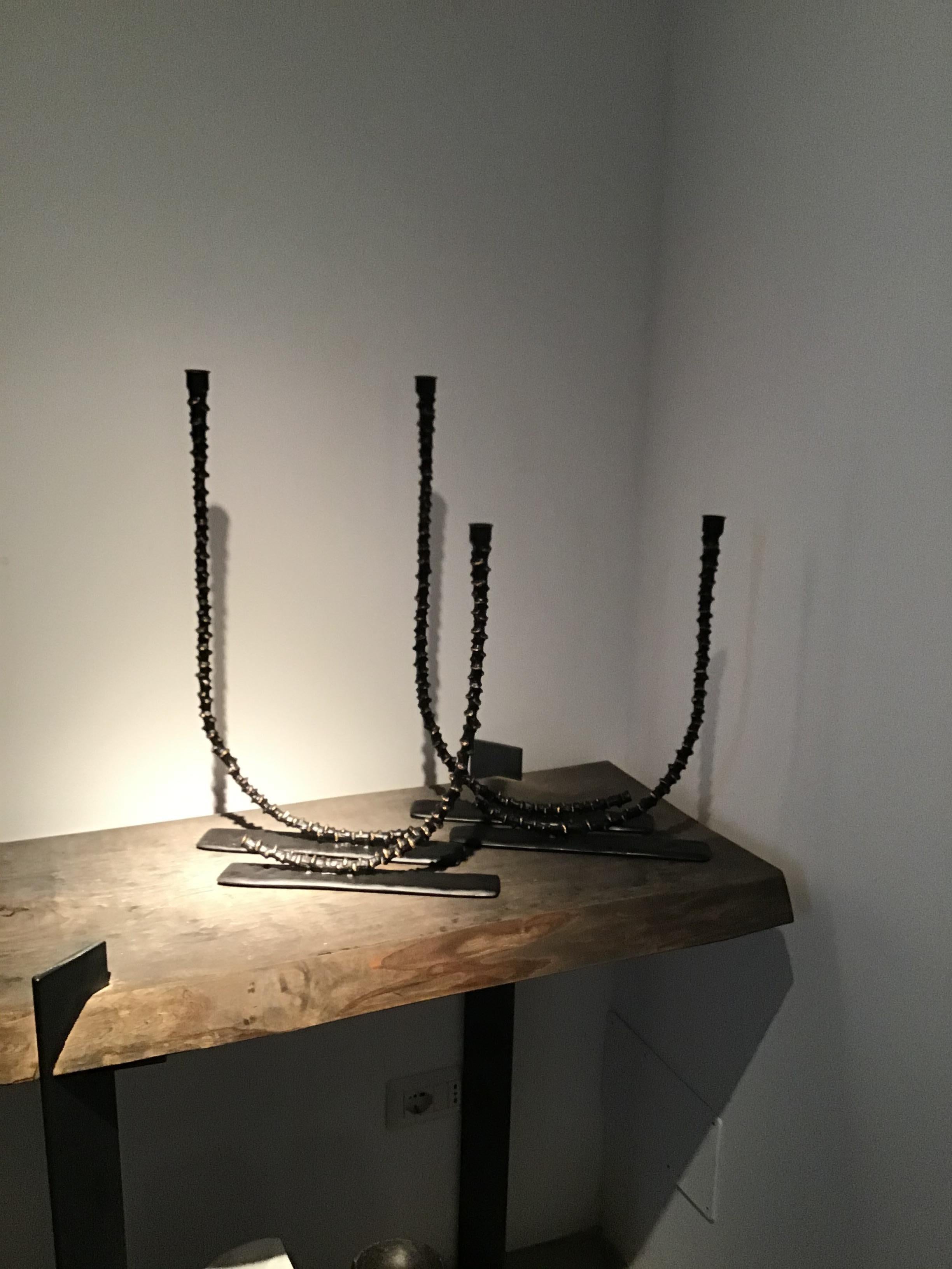 Laboratorio Avallone PORTACANDELE/SCULTURE IN FUSIONE DI BRONZO 1910 ITALIEN im Angebot 2