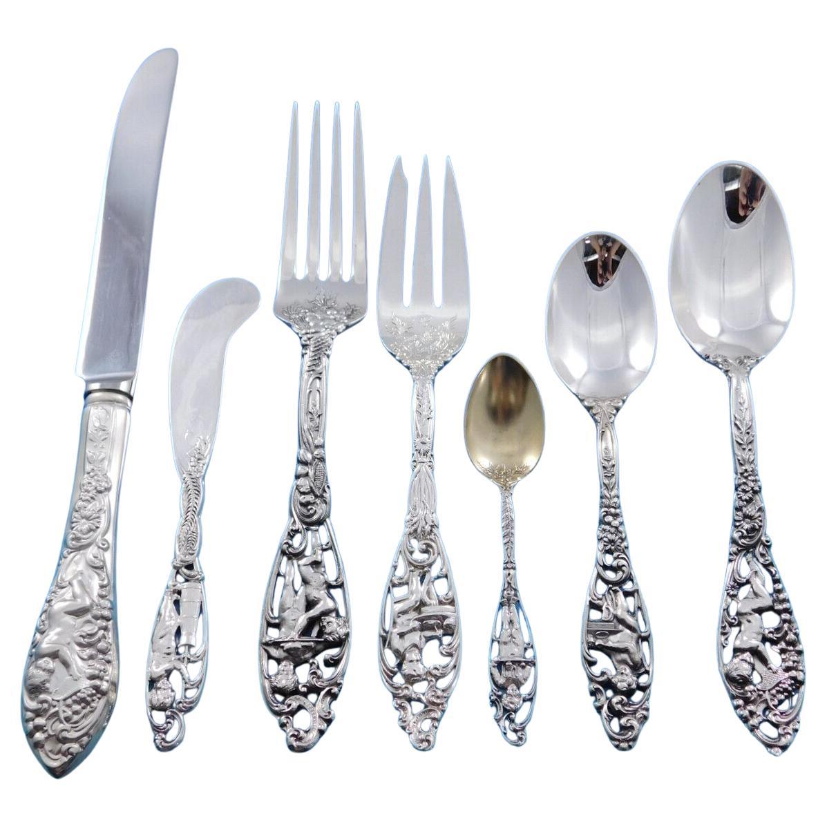 Labores de Cupido by Dominick & Haff Servicio de cubiertos de plata de ley 52 piezas