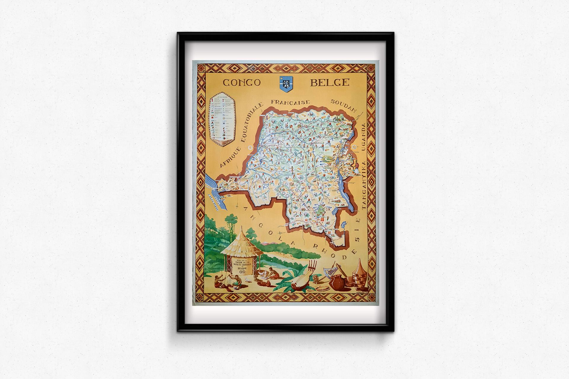 Mappa originale del Congo belga del 1949 - Ministero belga dei Coloni in vendita 2