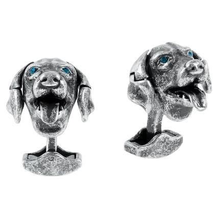 Terrier Dog Cufflinks Silver Rhodium with Clear Crystals Collar Puppy Dog Mans Best Fried Family Dog Best Pets Cuff Links