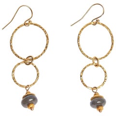 Labradorite 14K Gold Filled Hammered Earrings