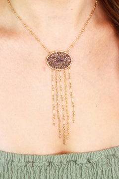 Labradorite and 14K Gold Filled Handmade Wire Wrapped Fringe Necklace 18”