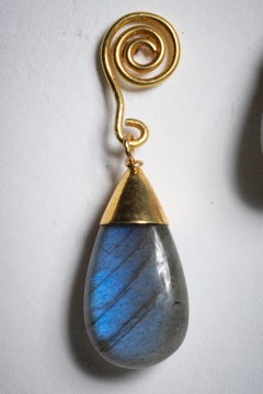 Labradorite and 18K Gold Drop Earrings