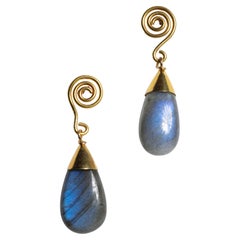 Pendants d'oreilles en Labradorite et or 18K