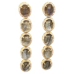 Labradorite and Diamond Earring 18K Yellow Gold