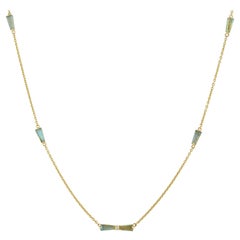 Labradorite and Diamond Tapered Baguette Bow Station Necklace