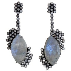 Labradorite and Diamonds in Black Rhodium with 18 Karat Gold