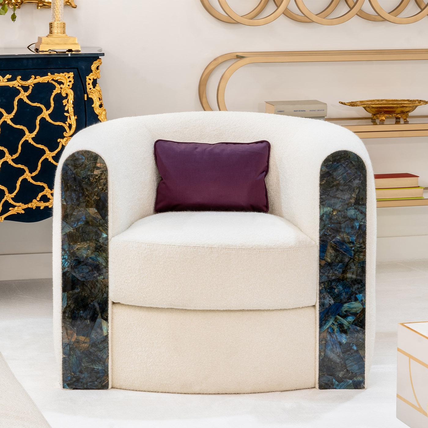 Italian Labradorite Armchair by CG Capelletti For Sale