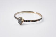 Labradorite Bangle Bracelet Black Enamel Heart Diamond