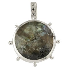 Labradorite Bird Pendant with Black Diamond, Sterling Silver