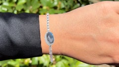 Pulsera de labradorita con topacio blanco de 17,4 quilates y plata de ley