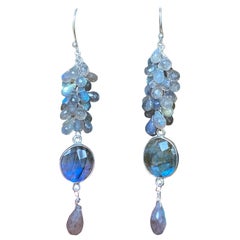 Labradorite Briolette Dangle Earrings in Sterling Silver