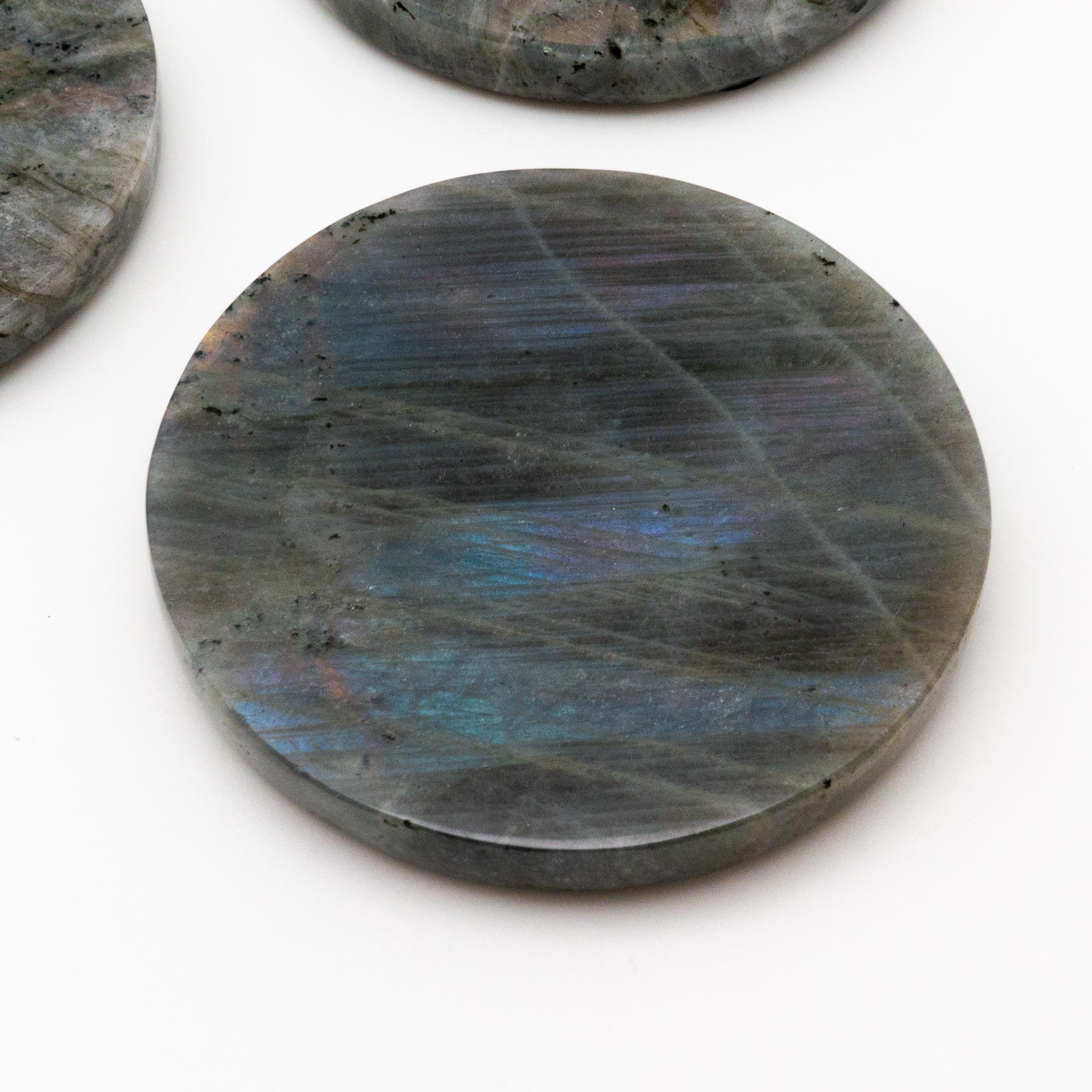 Labradorite Coasters, Set of 4 In Excellent Condition In New York, NY