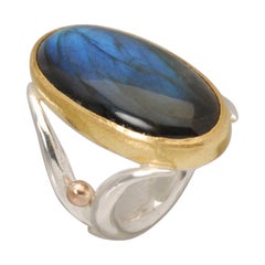 Labradorite Cocktail Ring in Silver, 22 Karat Gold and Rose Gold