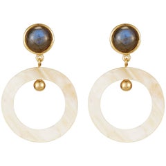 Labradorite Dangle Horn Earrings