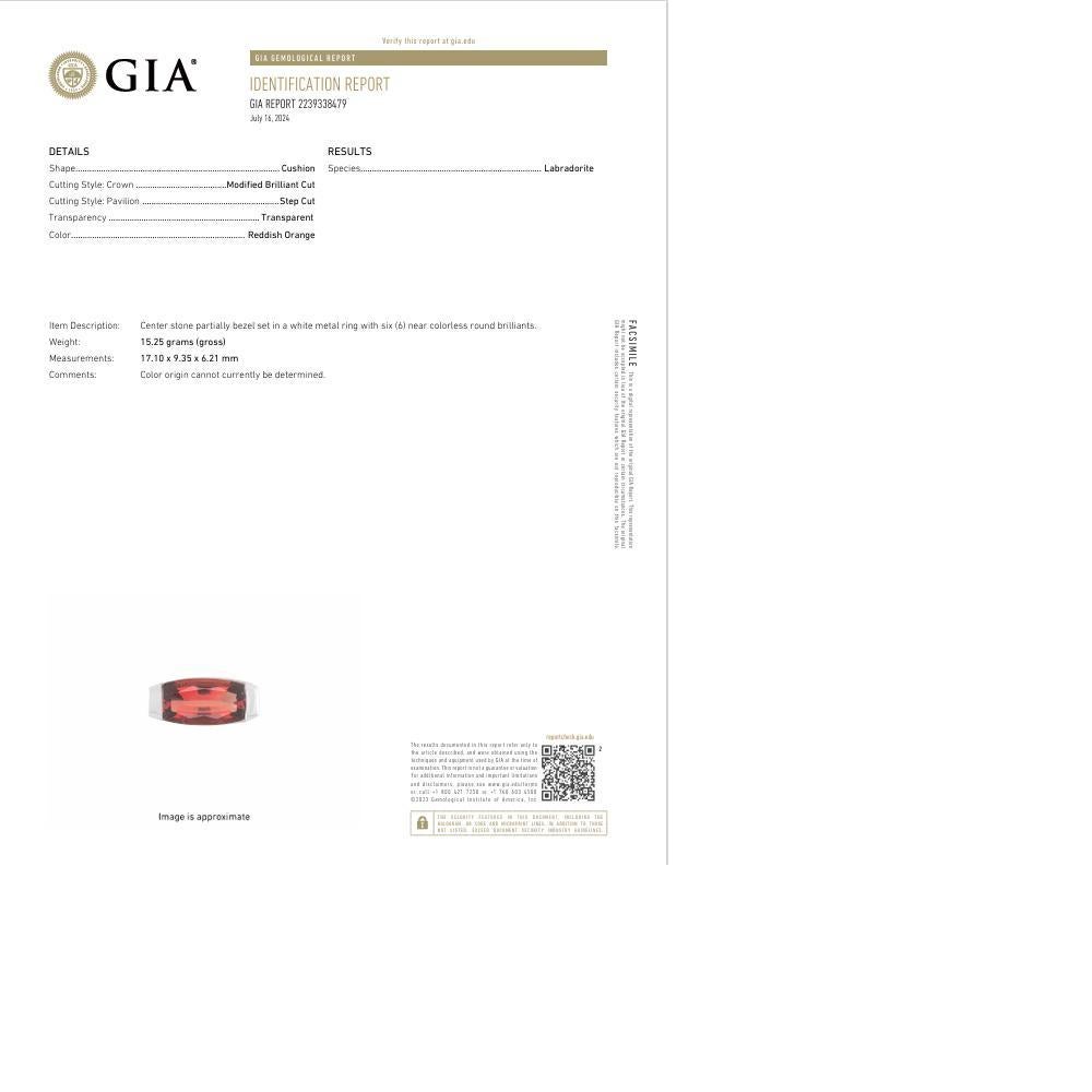 Women's Labradorite Diamond 14k White Gold Ring, GIA Certified For Sale