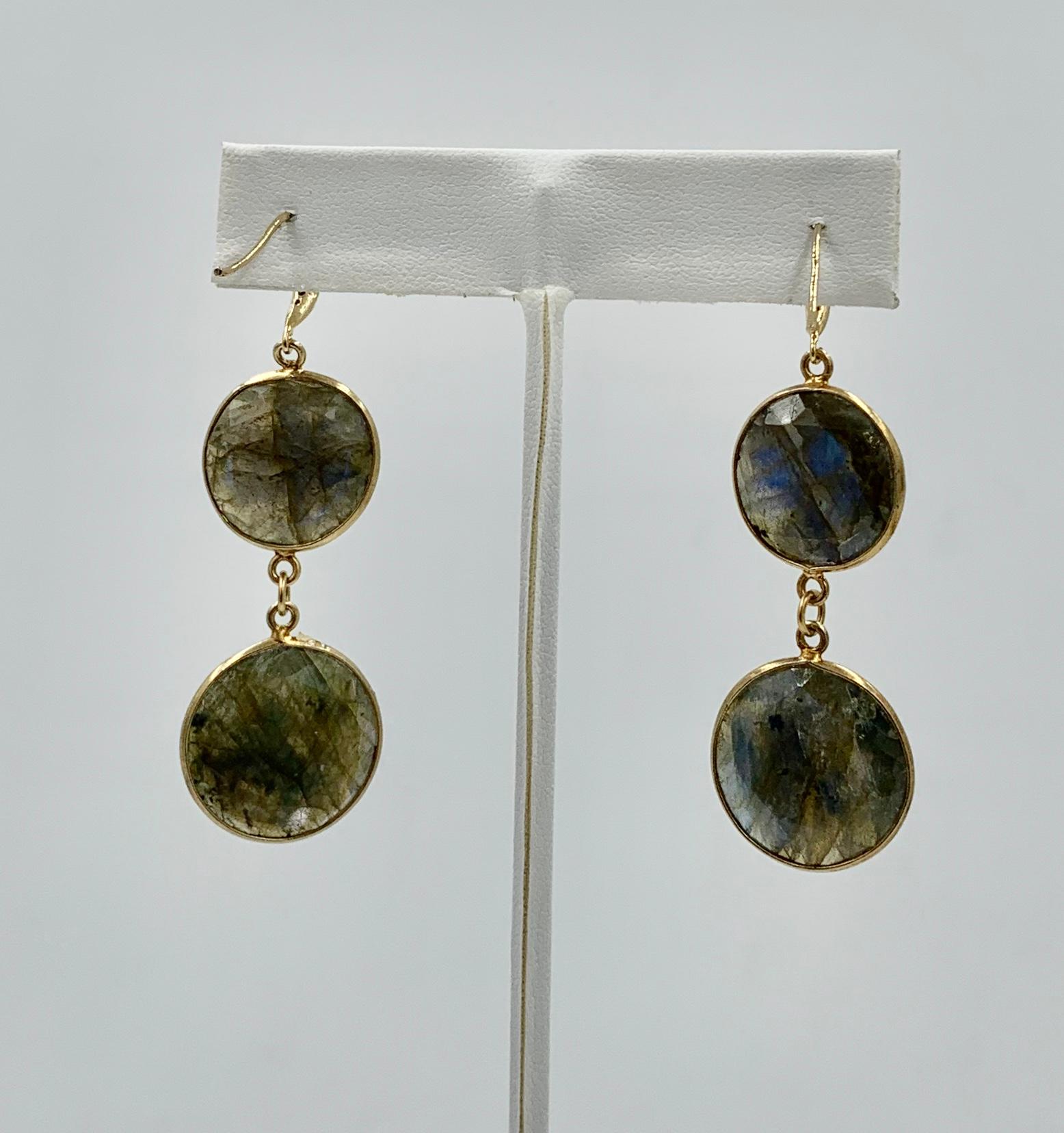 Women's Labradorite Diamond Dangle Drop Earrings For Sale