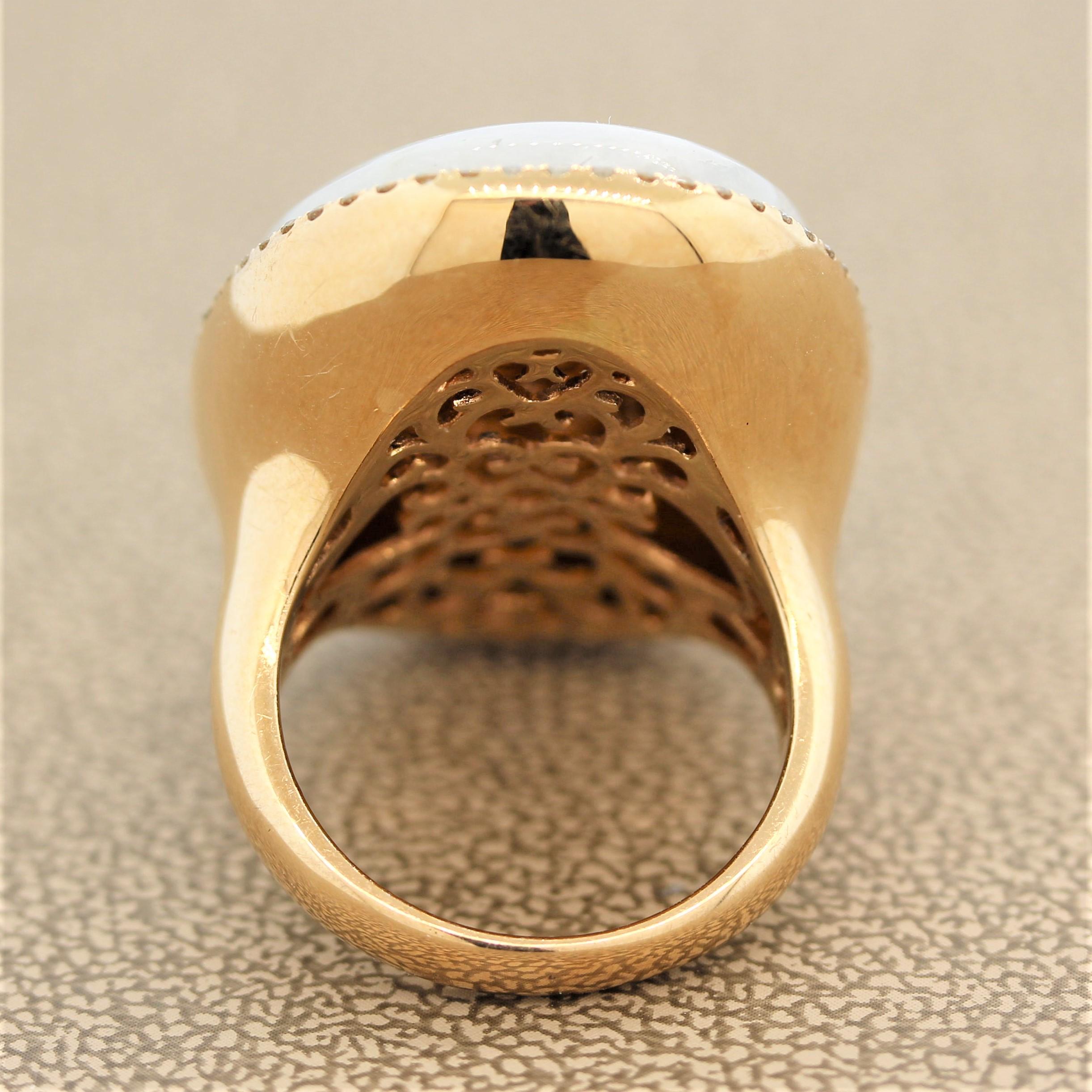 Women's Labradorite Diamond Gold Cocktail Ring For Sale