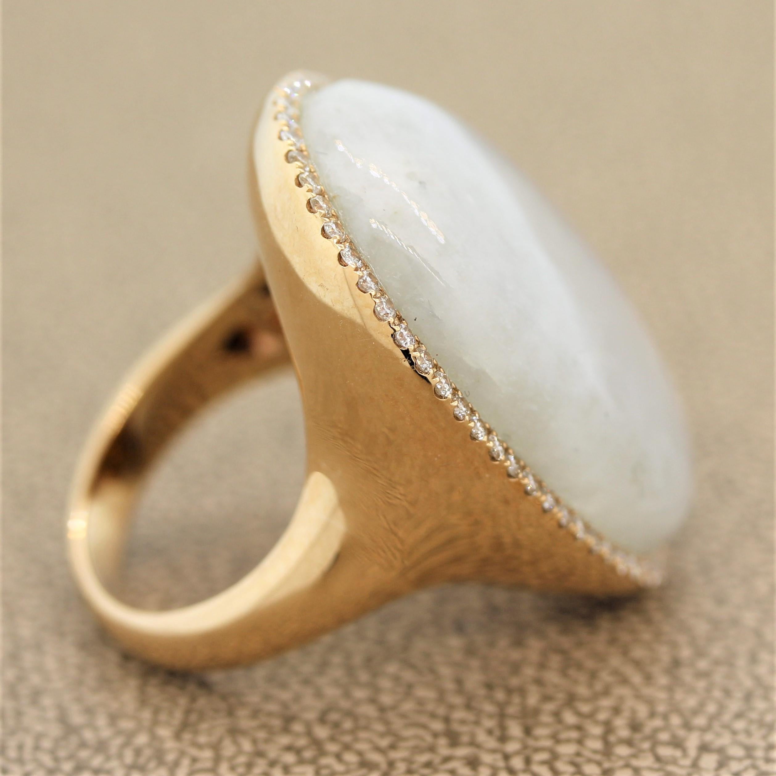 Labradorite Diamond Gold Cocktail Ring For Sale 1