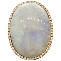 Labradorite Diamond Gold Cocktail Ring