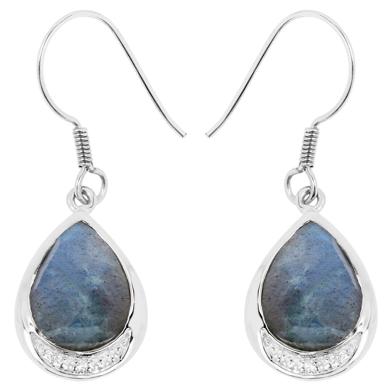 Labradorit-Ohrringe mit weißem Topas 9,10 Karat Sterling Silber im Angebot