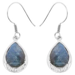 Labradorit-Ohrringe mit weißem Topas 9,10 Karat Sterling Silber