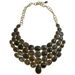Labradorit vergoldete Sterlingsilber Statement-Bib-Halskette
