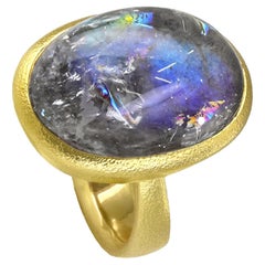 Labradorite Iris Quartz One of a Kind Oval Galaxy Gold Ring, Devta Doolan 2024