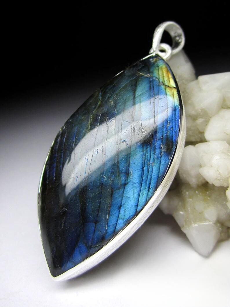da uomo o donna Ciondolo in argento con pietra di luna labradorite Gemma naturale Stile vintage in vendita