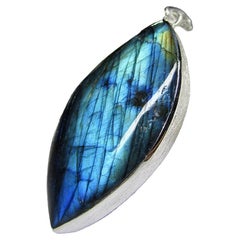 Labradorite Moonstone Silver Pendant Natural Gemstone Vintage style
