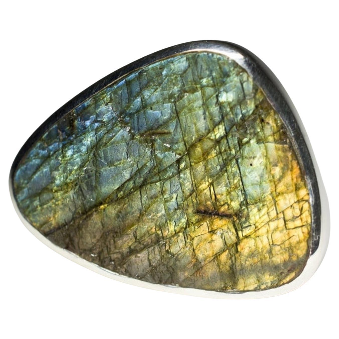 Labradorite Moonstone Silver Ring Blue Gemstone Vintage style gift jewelry