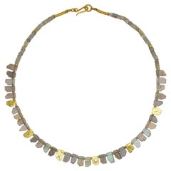 Labradorite Necklace with 22 and 18 Karat Yellow Gold and Silver Beads