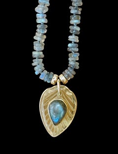 Labradorite Necklace with Lemon Quartz & 14k Gold
