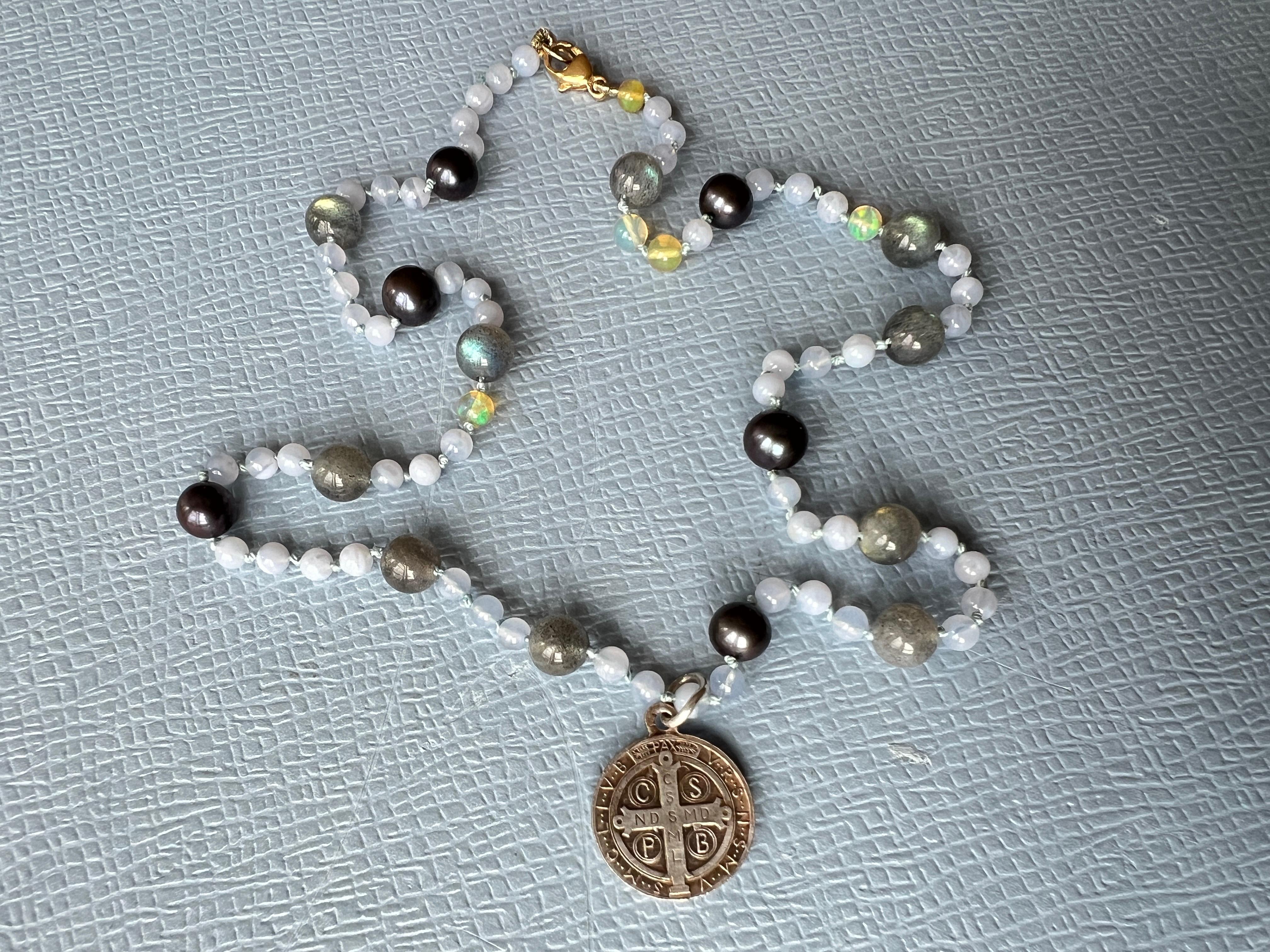 Labradorite Opal Lilac Bead Necklace Made in Los Angeles J Dauphin 5