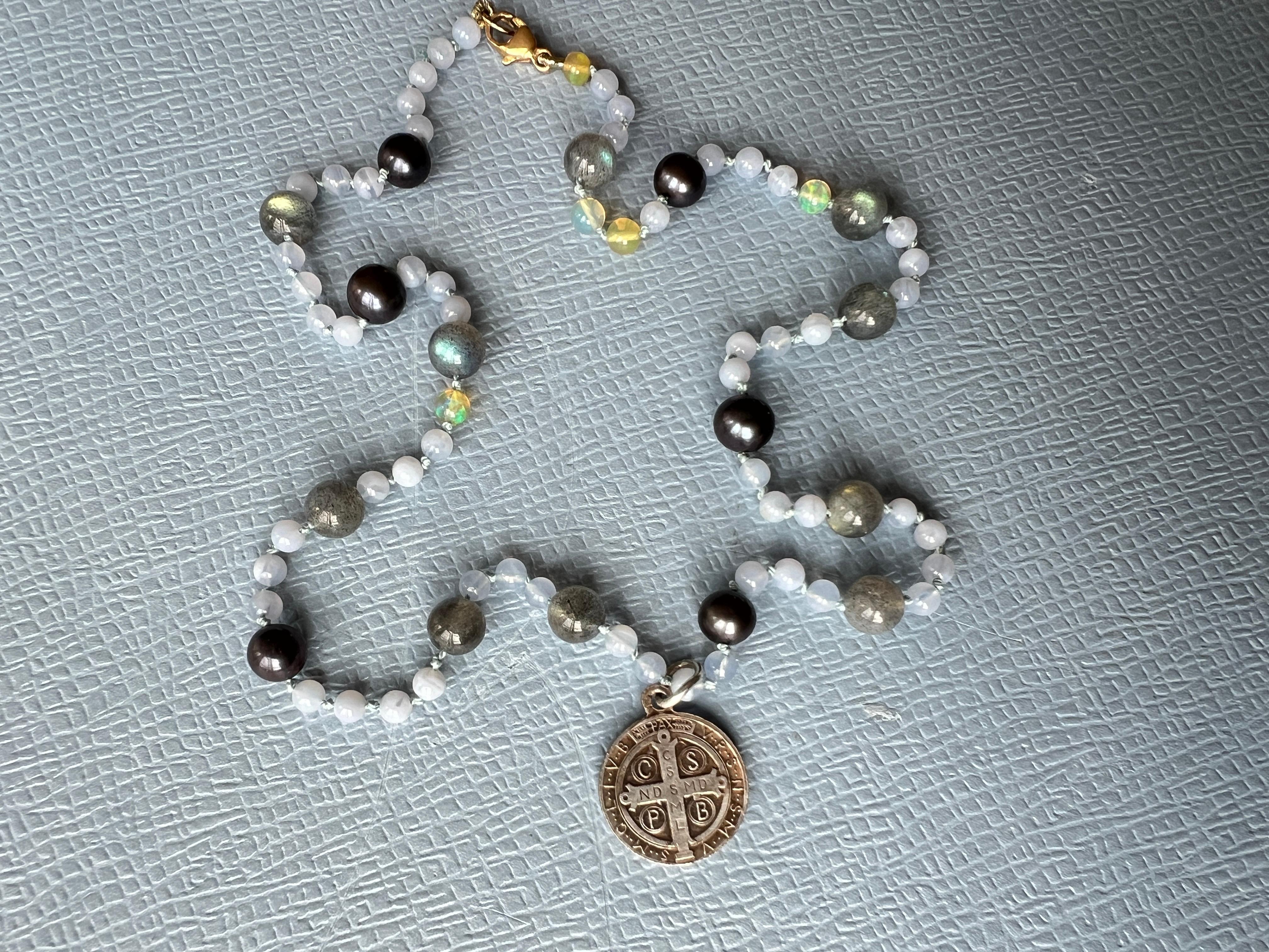 Labradorite Opal Lilac Bead Necklace Made in Los Angeles J Dauphin 2