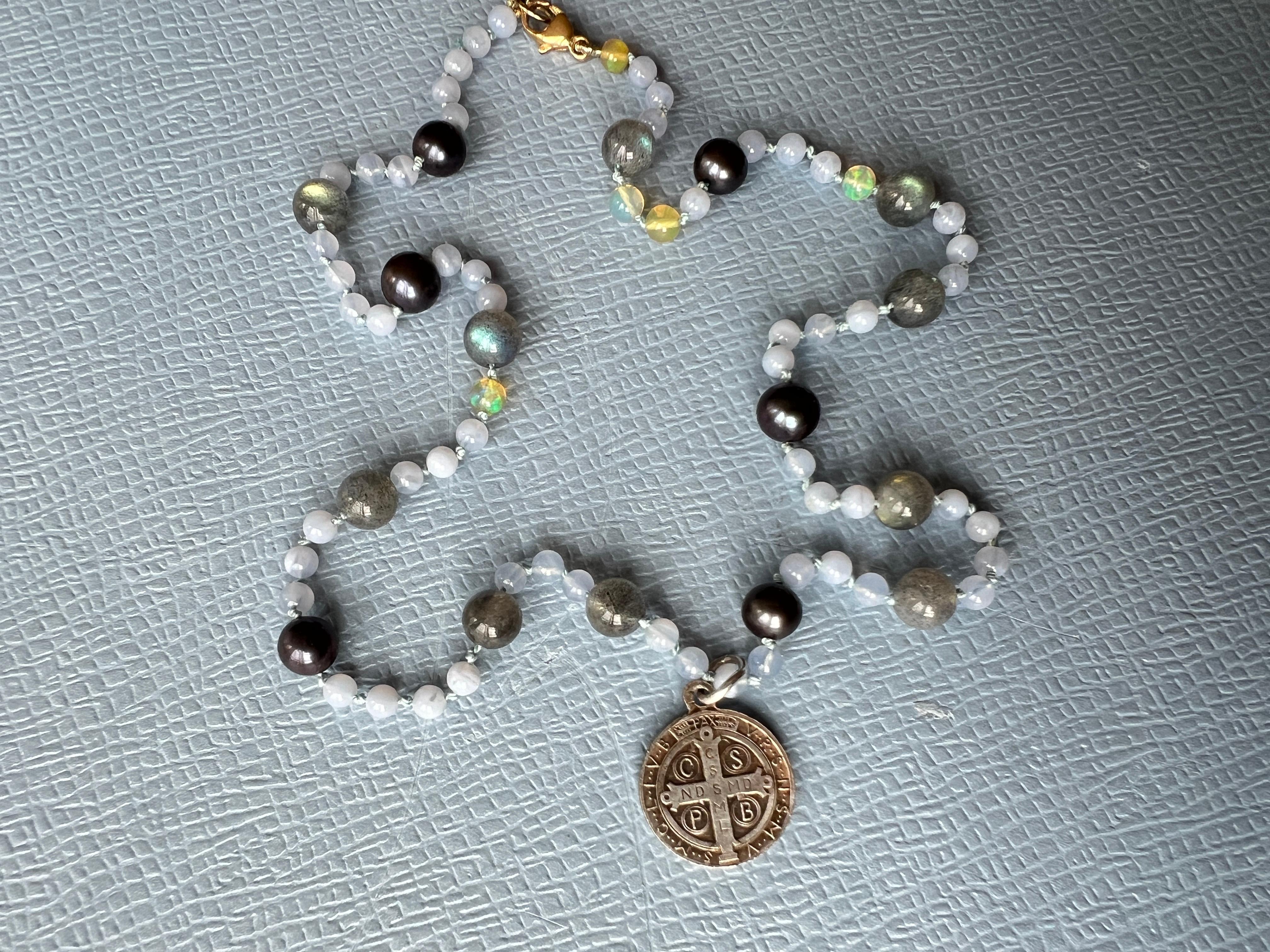 Labradorite Opal Lilac Bead Necklace Made in Los Angeles J Dauphin 3