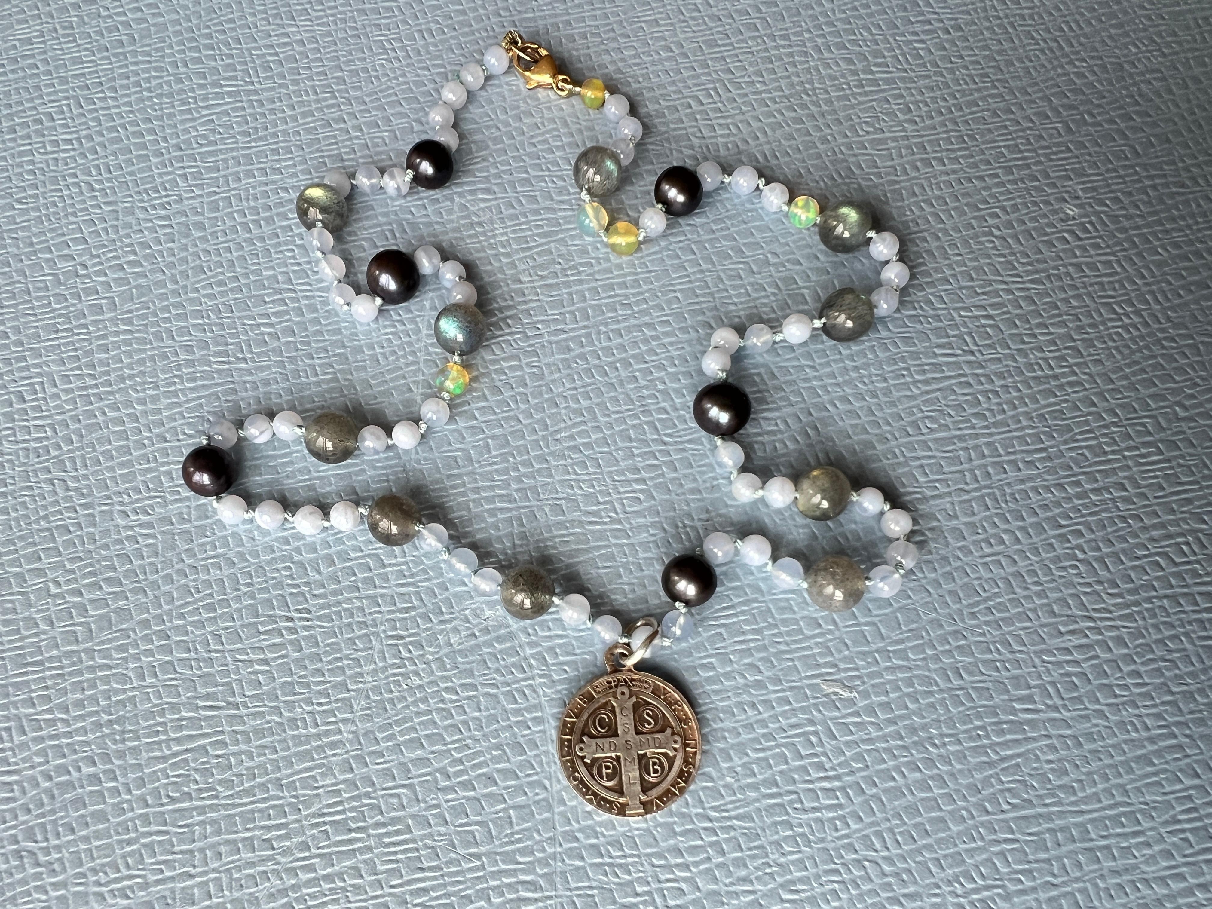 Labradorite Opal Lilac Bead Necklace Made in Los Angeles J Dauphin 4