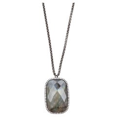 Labradorite & Pave Diamond DR Design Pendant Necklace